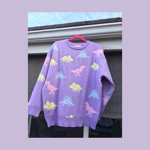 wc pastel dinosaur oversized knit